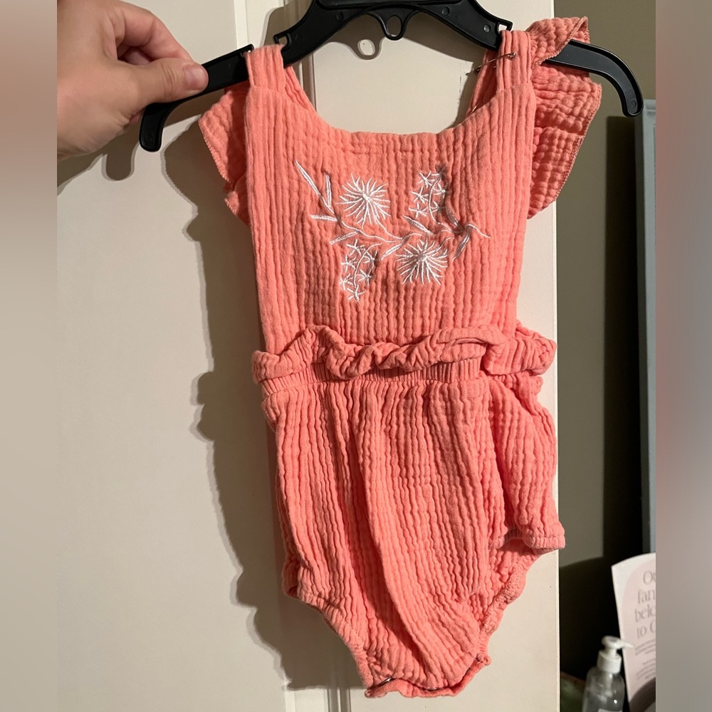 Boutique peach one piece baby outfit